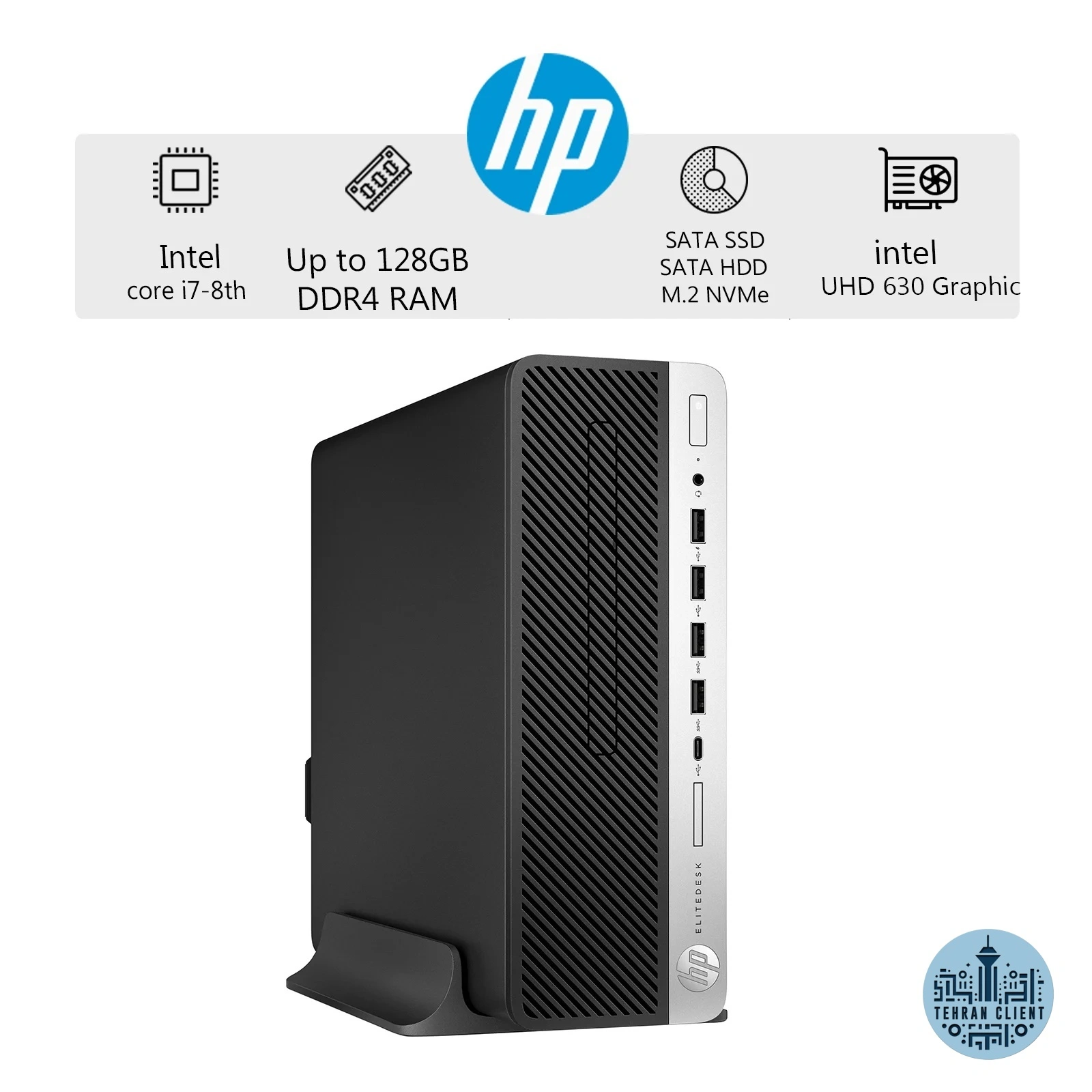 کامپیوتر دسکتاپ HP EliteDesk 880 G5(i7-8th gen)